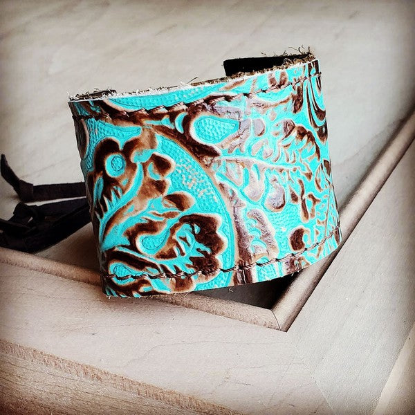 Cuff w/ adjustable tie in Cowboy Turquoise