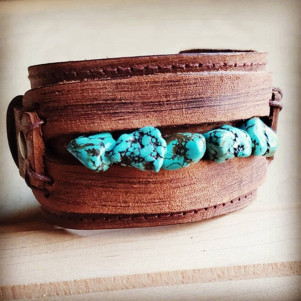 Cuff With Blue Turquoise Chunks