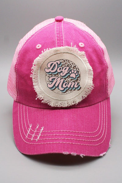 Dog Mom Leopard Circle Patch Trucker Hat