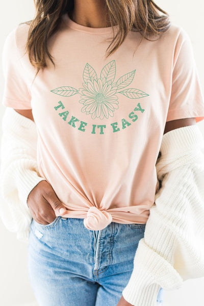 Take It Easy Boho Floral Graphic Tee