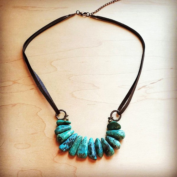 Natural Turquoise cord necklace