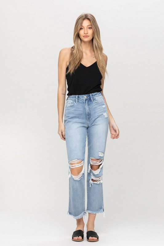 Imogen Super High Rise Distressed Relaxed Straight Jeans