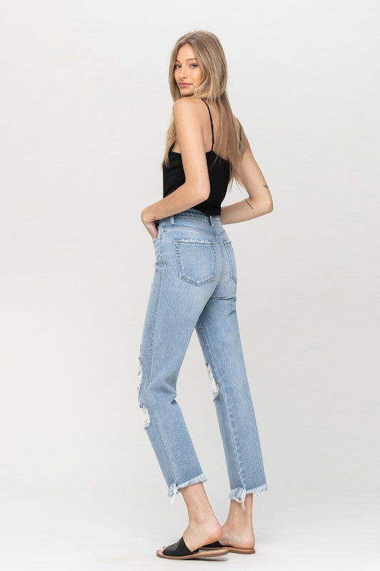 Imogen Super High Rise Distressed Relaxed Straight Jeans