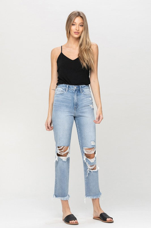 Imogen Super High Rise Distressed Relaxed Straight Jeans