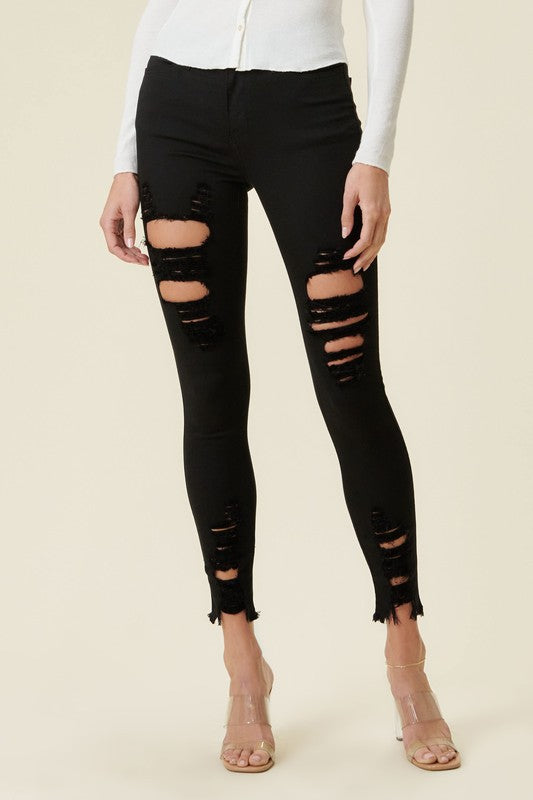 Tori Distressed Skinny Jeans with a Raw Hem