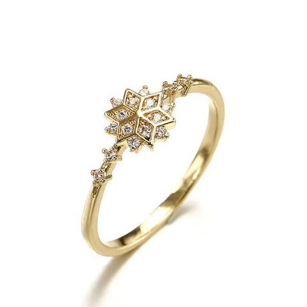 Sparkly Snow Flower Zircon Ring