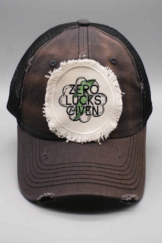 Zero Lucks Given St Patricks Patch Trucker Hat