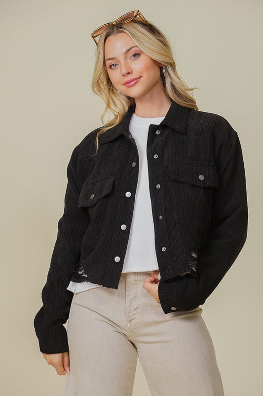 Zoey Distressed Corduroy Jacket