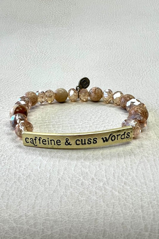 Caffeine & Cuss Words Gold & Multi Stone Bracelet