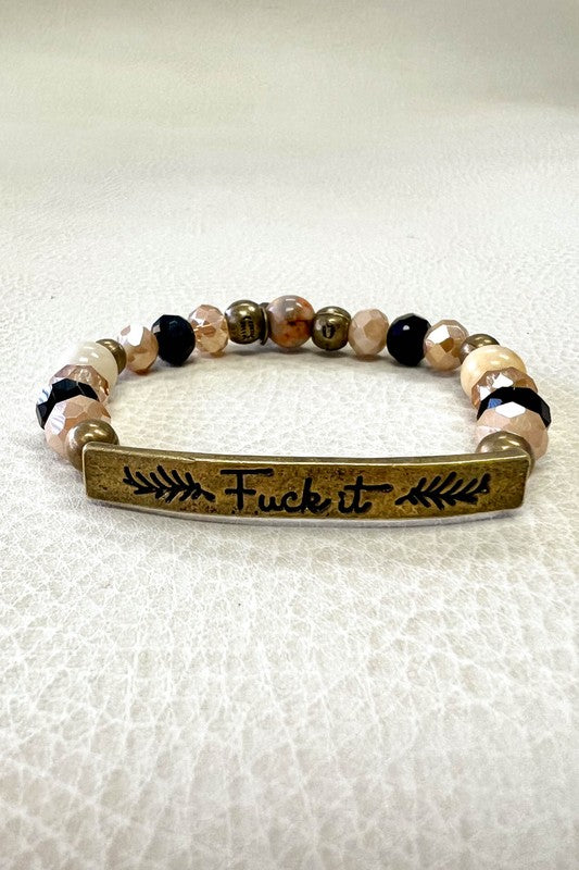 F-It Bronze & Dark Stone Bracelet