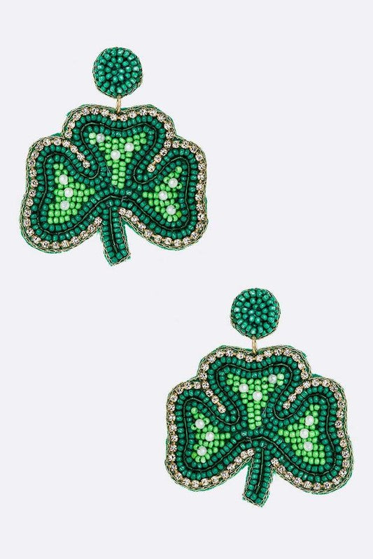 Beaded Saint Patricks Day Earrings