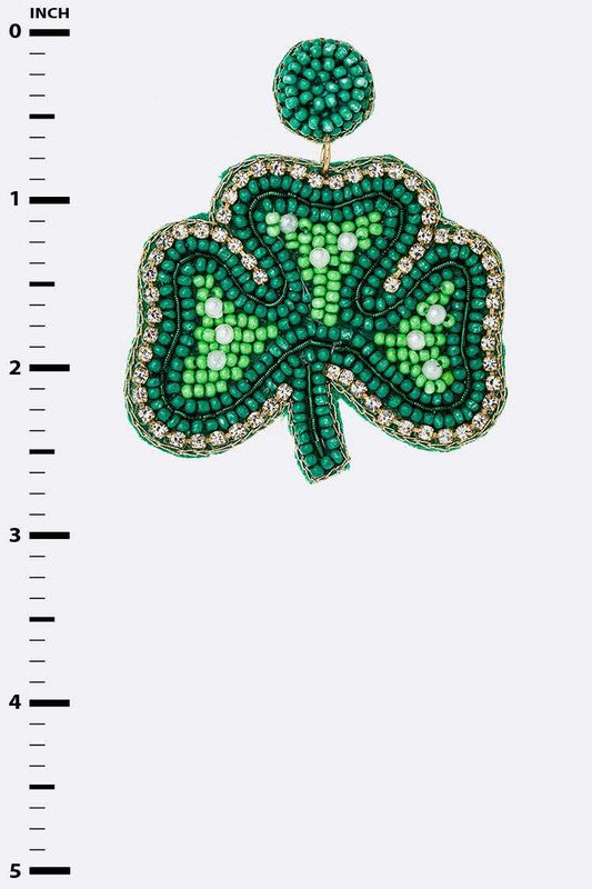 Beaded Saint Patricks Day Earrings