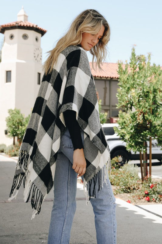 Francis Buffalo Check Tassel Poncho