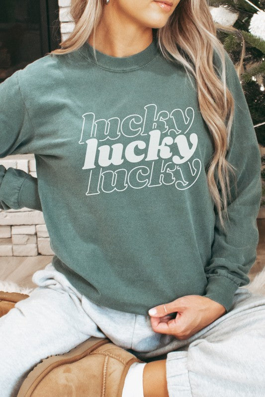 Lucky St Patrick's Day Comfort Colors Long Sleeve