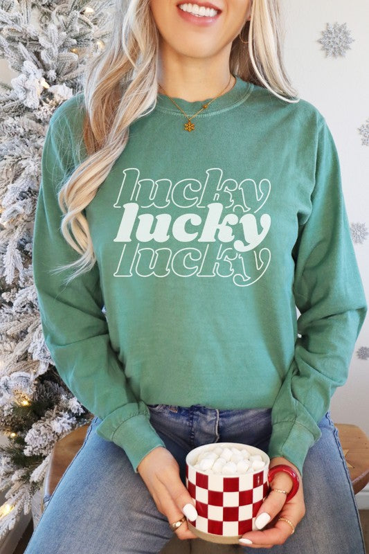 Lucky St Patrick's Day Comfort Colors Long Sleeve