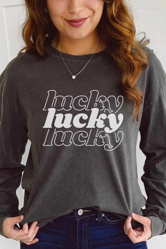 Lucky St Patrick's Day Comfort Colors Long Sleeve