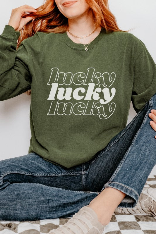 Lucky St Patrick's Day Comfort Colors Long Sleeve