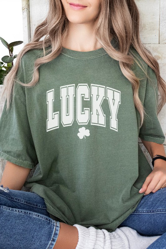 Lucky Varsity St Patrick's Day Comfort Colors Tee