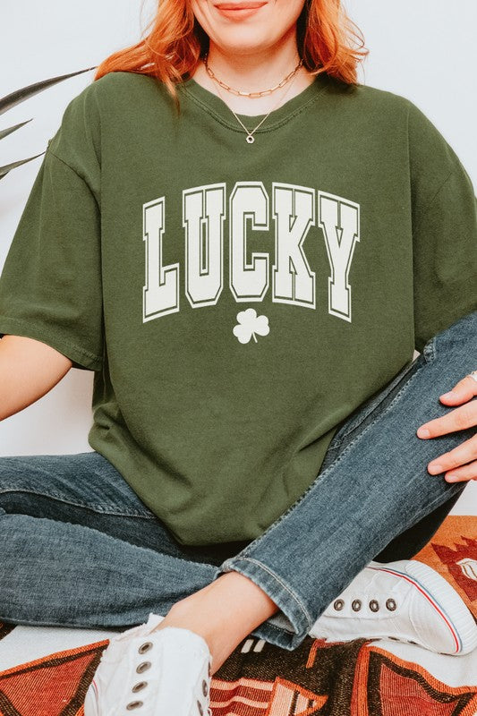 Lucky Varsity St Patrick's Day Comfort Colors Tee