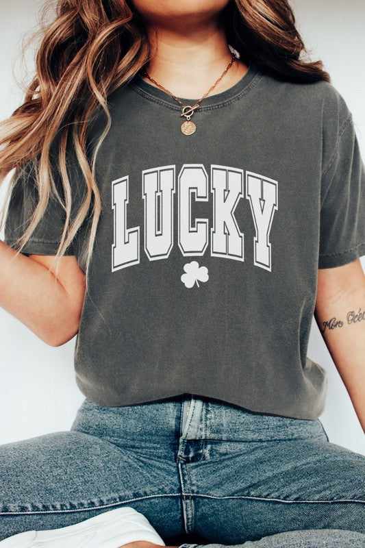 Lucky Varsity St Patrick's Day Comfort Colors Tee