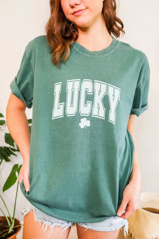 Lucky Varsity St Patrick's Day Comfort Colors Tee