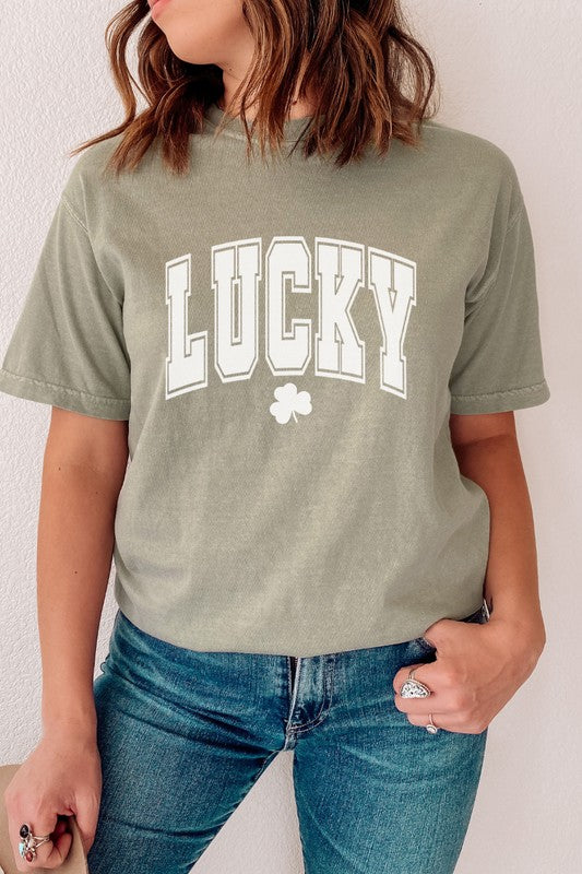 Lucky Varsity St Patrick's Day Comfort Colors Tee