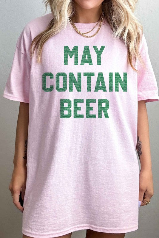 MAY CONTAIN BEER ST PATRICKS OVERSIZED TEE