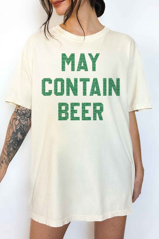 MAY CONTAIN BEER ST PATRICKS OVERSIZED TEE