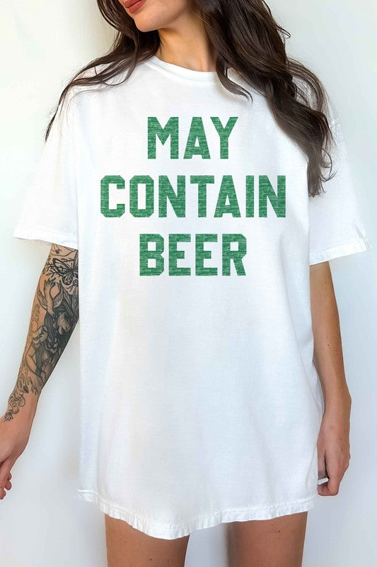 MAY CONTAIN BEER ST PATRICKS OVERSIZED TEE