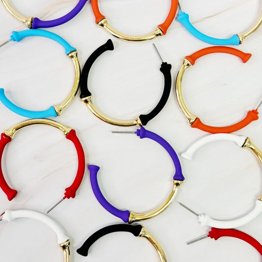 Color Coated Bamboo Hoop Earrings