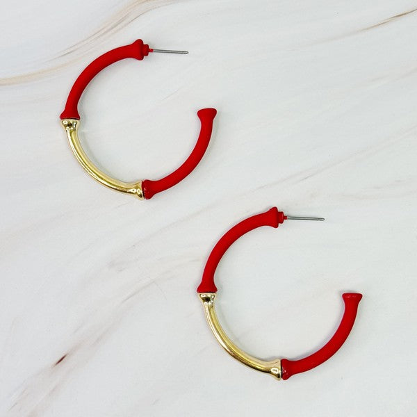 Color Coated Bamboo Hoop Earrings