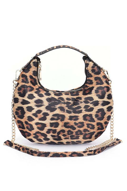 Leopard Print Top Handle Circle Swing Bag