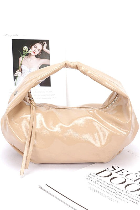 Patent Finish Faux Leather Top Handle Swing Bag