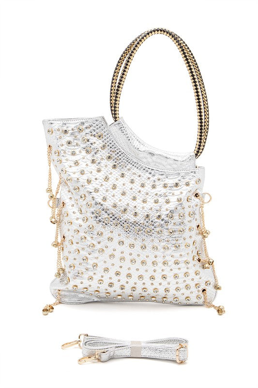 Stevie Embellished Convertible Top Handle Bag