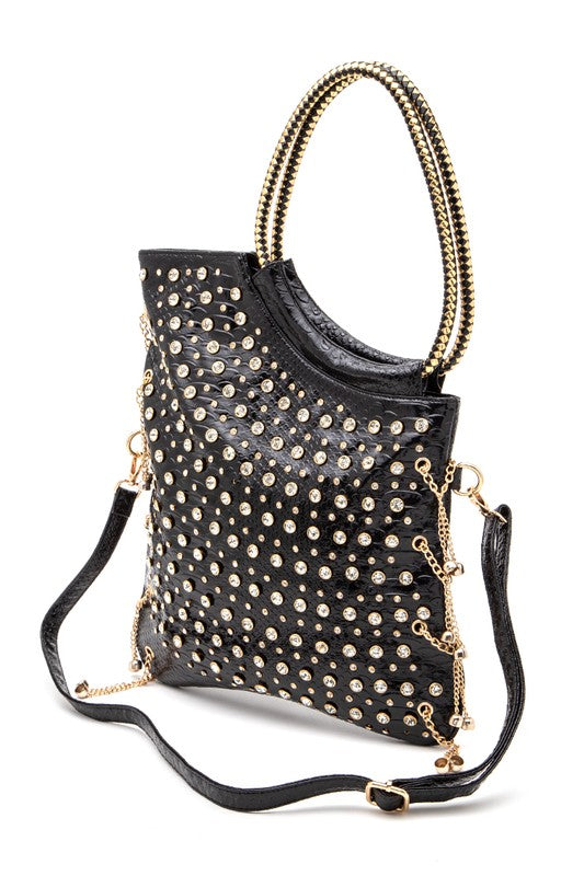 Stevie Embellished Convertible Top Handle Bag