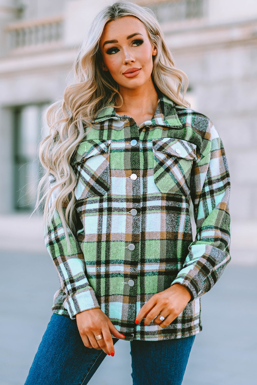 Pepper Plaid Button Down Shacket