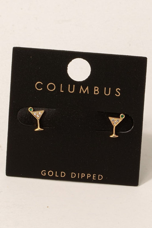 Crissie Cubic Zirconia Martini Glass Stud Earrings