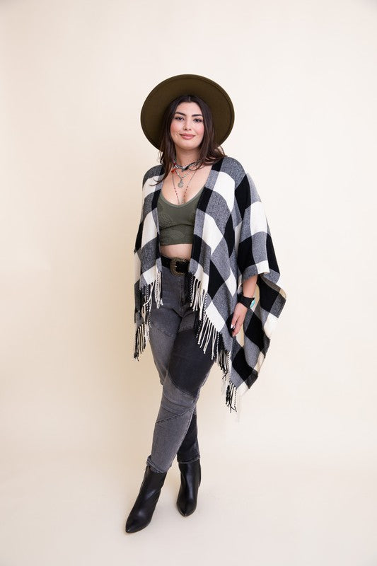 Francis Buffalo Check Tassel Poncho