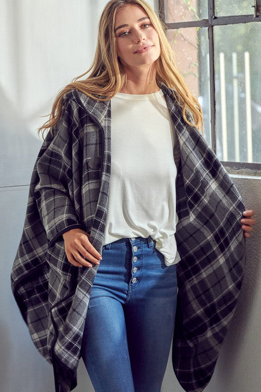 Elenor Plaid Poncho