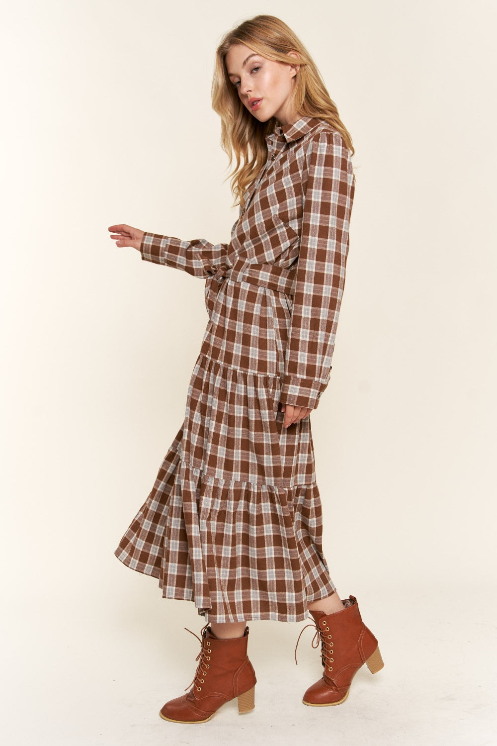 Jennifer Tiered Midi Shirt Dress