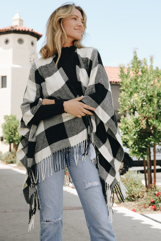 Francis Buffalo Check Tassel Poncho