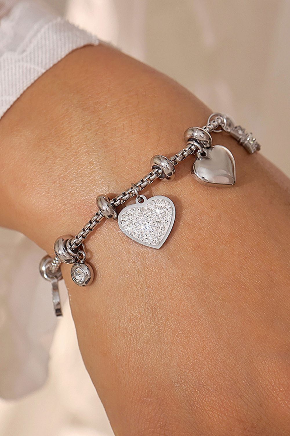 Zircon Heart Charm Bracelet