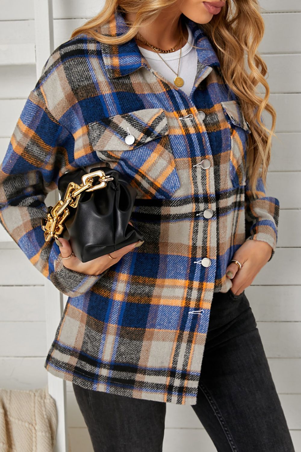 Pepper Plaid Button Down Shacket