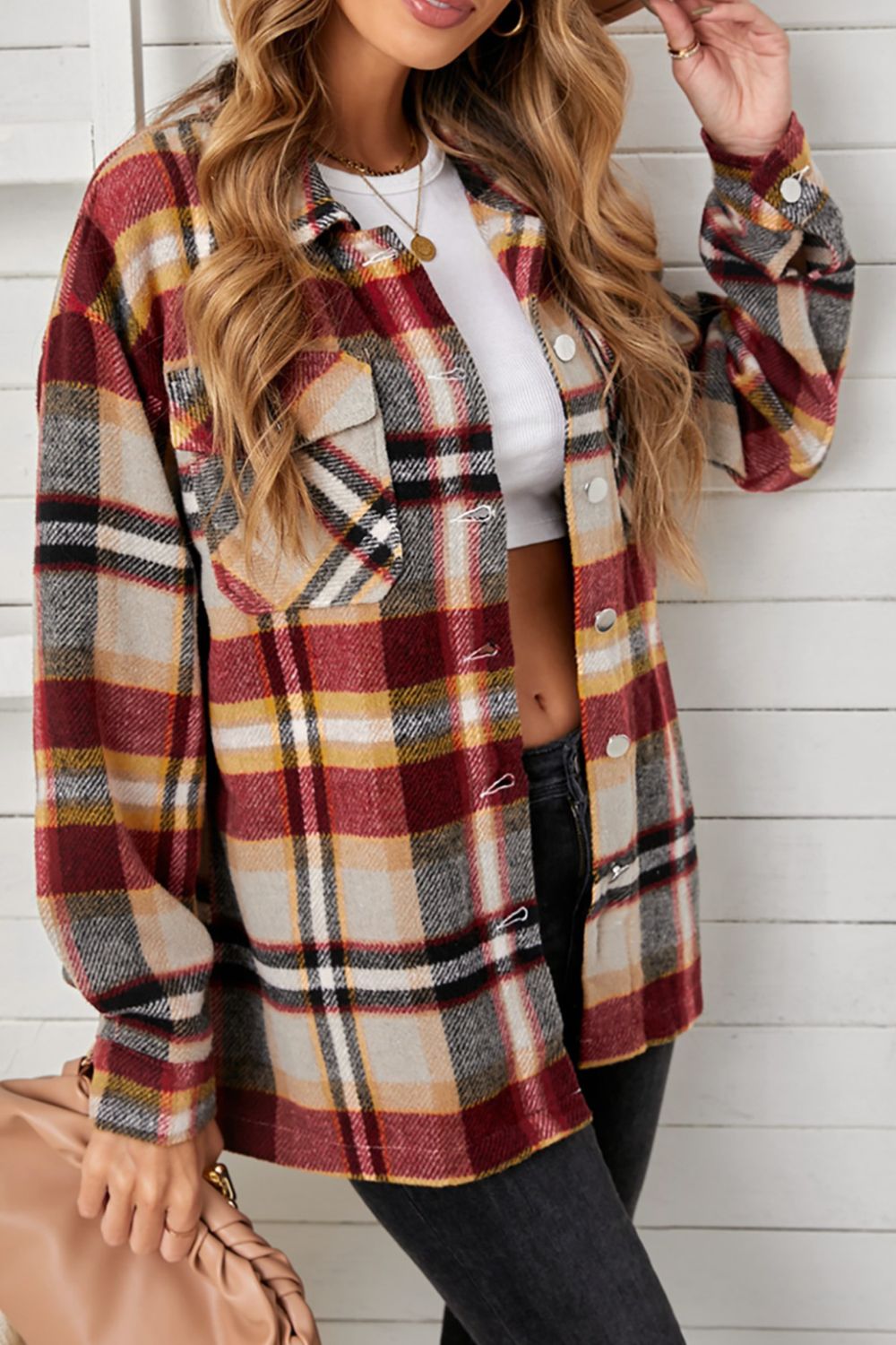 Pepper Plaid Button Down Shacket