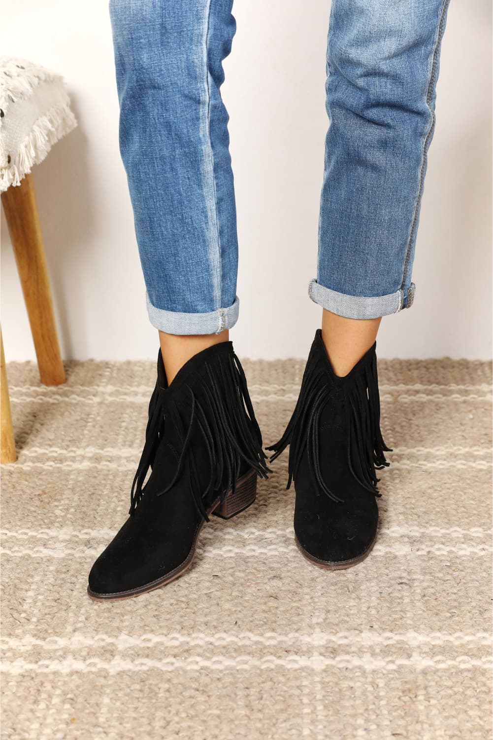 Reba Fringe Cowboy Western Ankle Boots