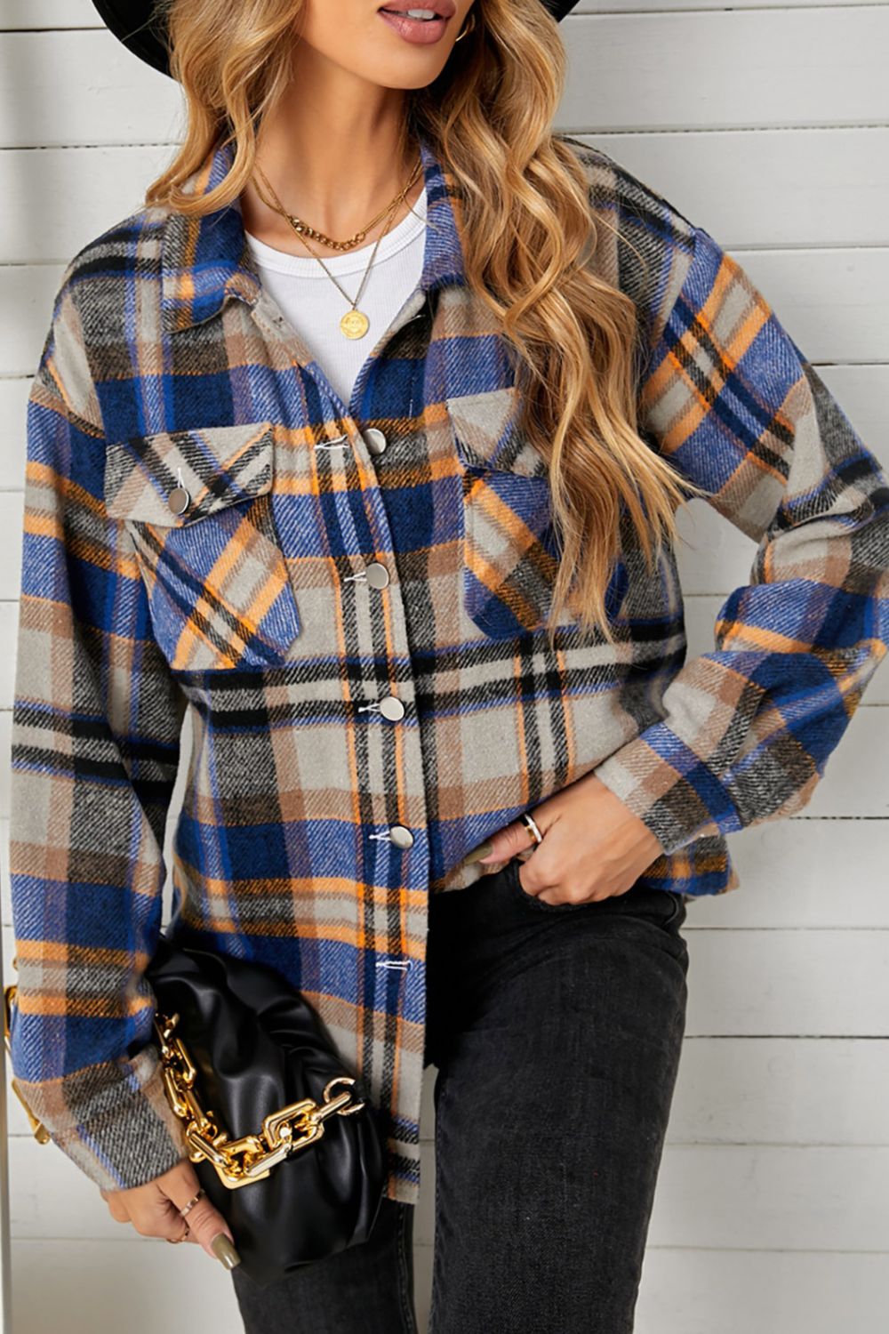 Pepper Plaid Button Down Shacket