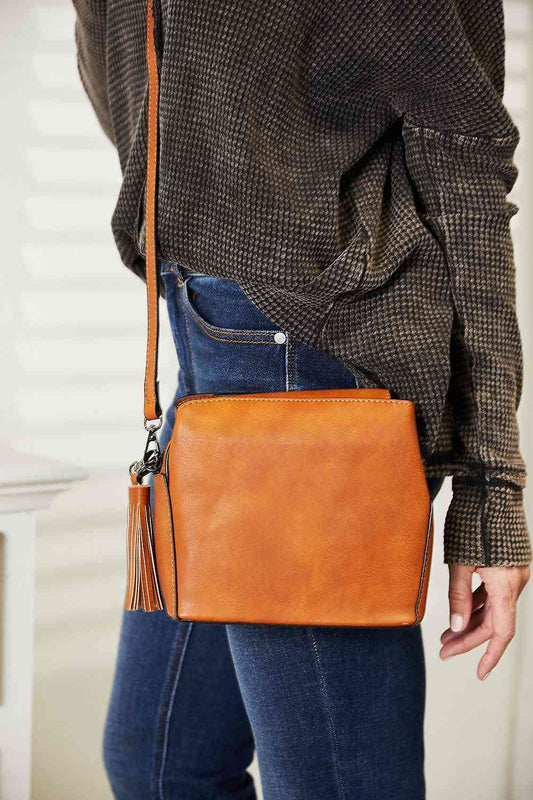 Shannon Leather Crossbody Bag w/Tassel