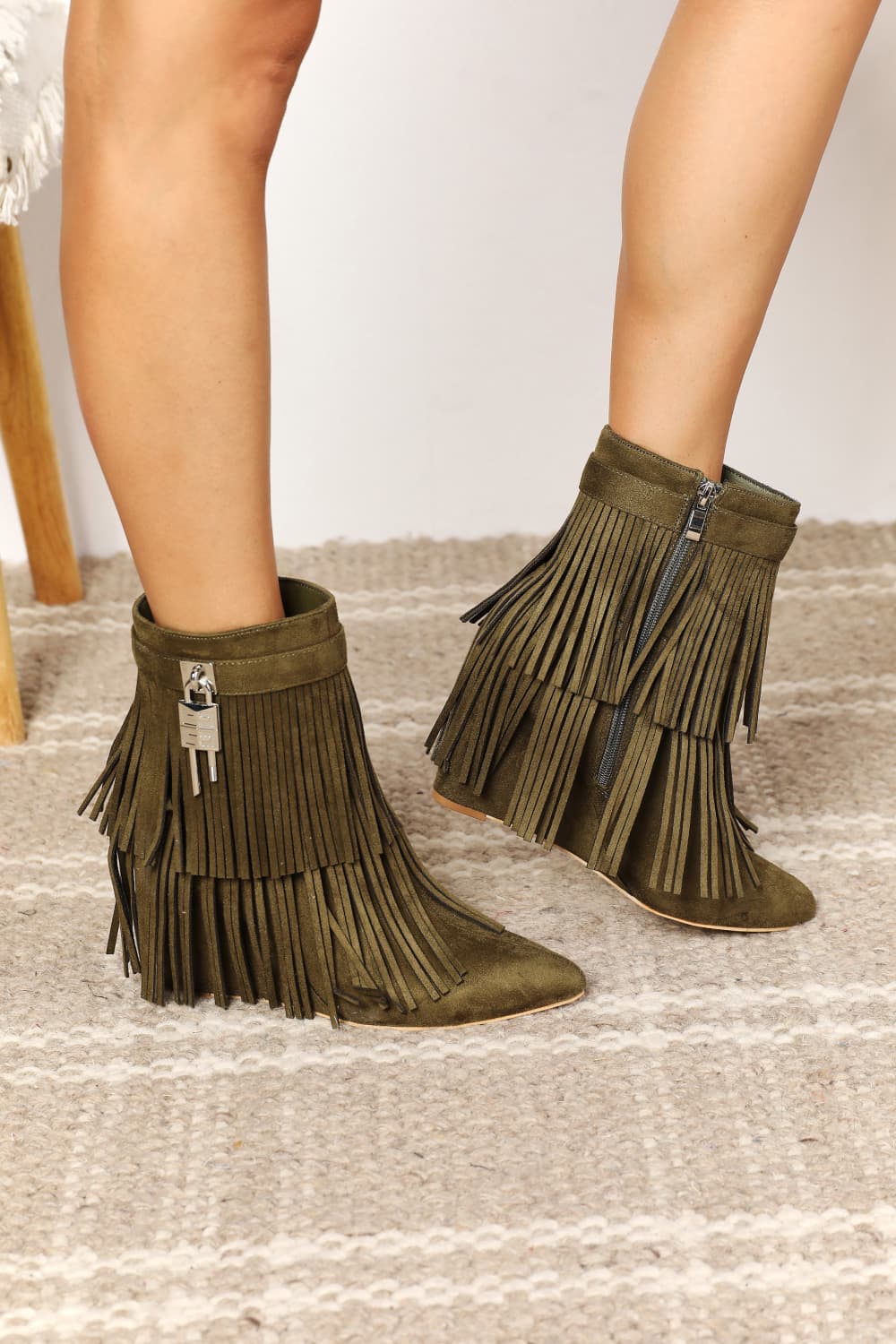 Trisha Tassel Wedge Heel Ankle Booties