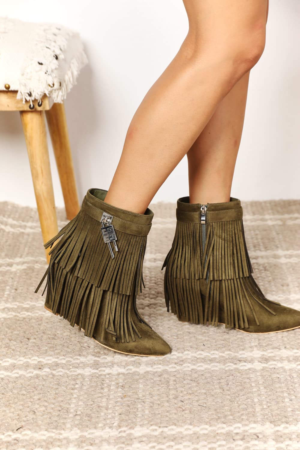 Trisha Tassel Wedge Heel Ankle Booties