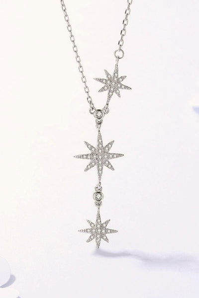 Eliza 925 Sterling Silver 3 Star Drop Pendant Necklace